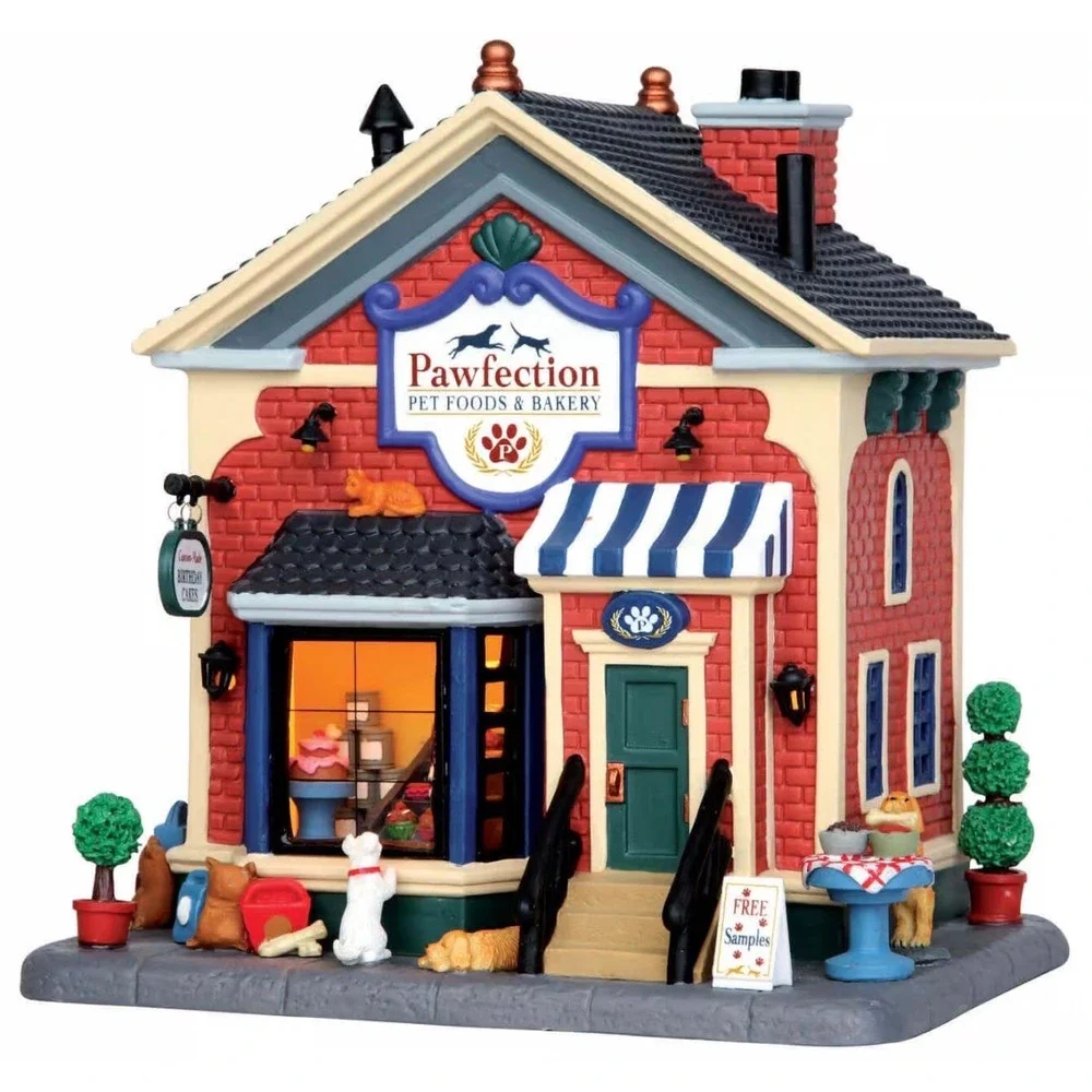 Lemax Pawfection Dog Cat Pet Bakery Christmas Shoppe Building Caddington Village